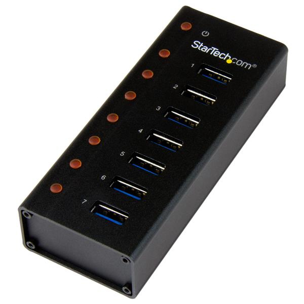 7 Port USB 3.0 Hub (5 Gbps) - Metal Enclosure - Desktop or Wall Mountable - Rugged & industrial Powered USB Expander and Splitter Hub (ST7300U3M) Hub 7 porte USB - ST7300U3M