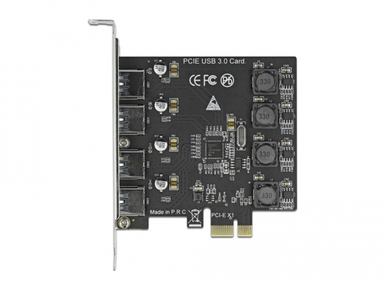 Carte PCIe x1 Delock pour 4 ports USB Type-A externes