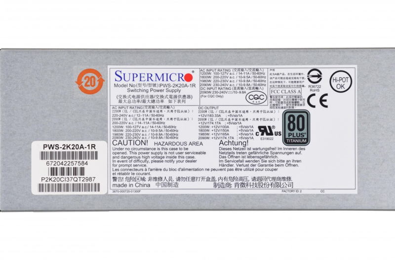 Supermicro PWS-2K20A-1R - Bloc d'alimentation