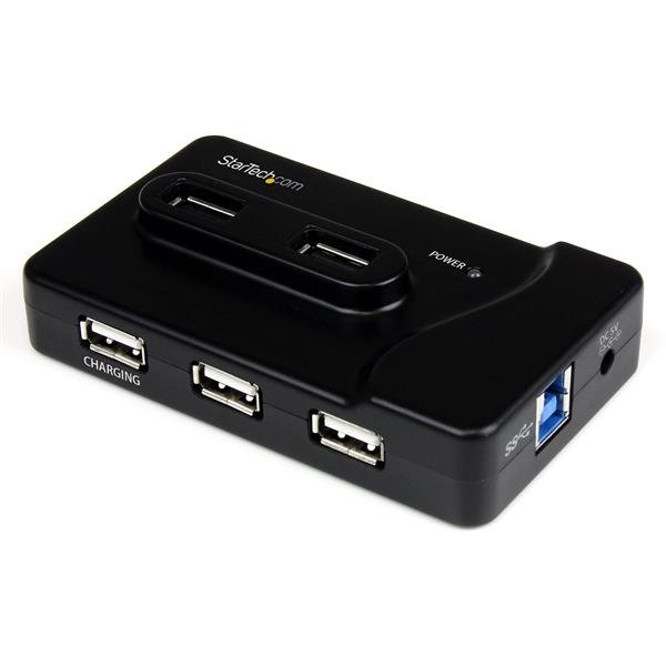 7 port USB hub - 2 x USB 3A, 4 x USB 2A, 1 x dedicated charging port - Multi port powered USB hub 20W power adapter (ST7320USBC) Hub 6 porte USB - ST7320USBC