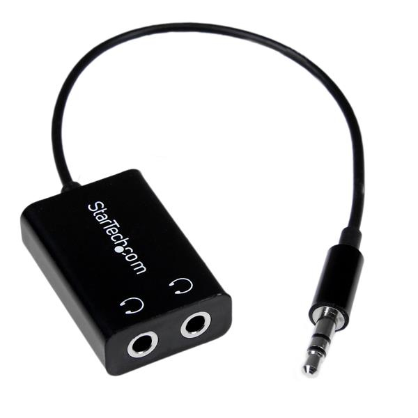 StarTech.com Black Slim Mini Jack Headphone Splitter Cable Adapter - 3.5mm Audio Mini Stereo Y Splitter - 3.5mm Male to 2x 3.5mm Female (MUY1MFFADP) - Kopfhörer-Splitter - 15.23 cm - MUY1MFFADP