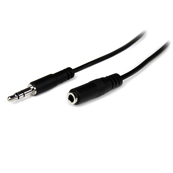 1m Slim 3.5mm Stereo Extension Audio Cable - M/F - Mini stereo Extension - 3.5mm Extension - heaDPhone Ext cord (MU1MMFS) Forlængerkabel til audio Sort 1m - MU1MMFS