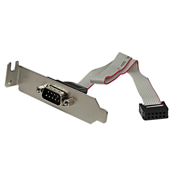 StarTech 9-pin serial male to 10-pin mainboard header LP slot bracket - serial control panel - DB-9 (M) - 10 PIN IDC (W) - 23cm - gray (PLATE9MLP) - PLATE9MLP