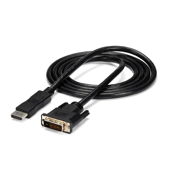 StarTech DisplayPort to DVI Cable - DP to DVI Video Converter M/M - DisplayPort Cable - DisplayPort (M) - DVI-D (M) - 1.8m - Black (DP2DVIMM6) - DP2DVIMM6