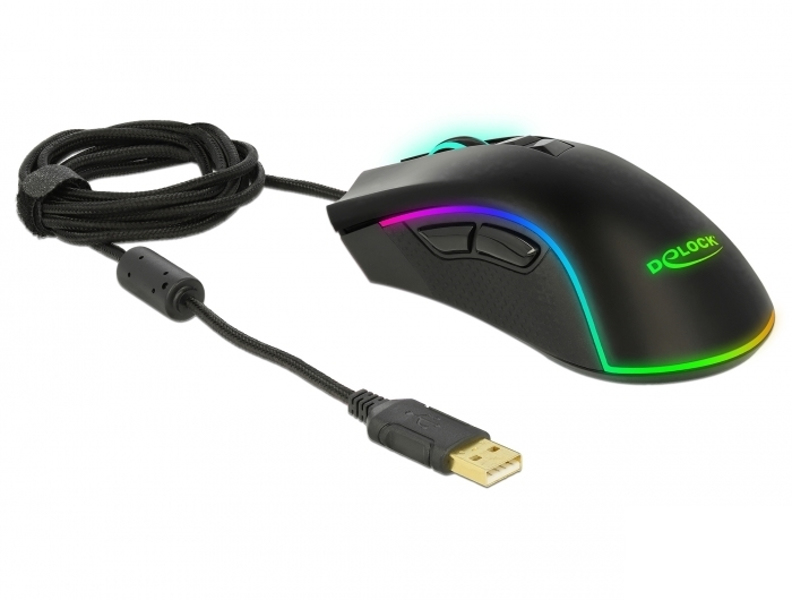 Delock 12670 - Right-hand - Optical - USB Type-A - 10000 DPI - Black - 12670