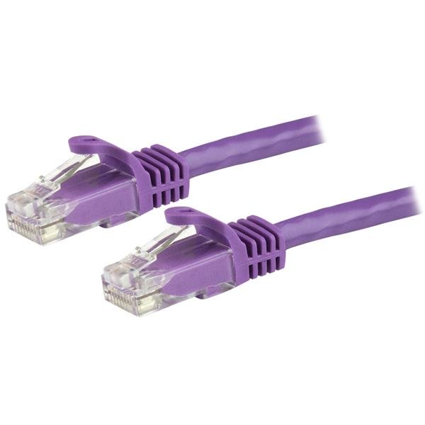 StarTech Cat6 Snagless Gigabit UTP network cable - Cat 6 RJ45 network cable with kink protection - patch cable - RJ-45 (M) to RJ-45 (M) - 15 m - UTP - CAT 6 - molded, no snags - purple - N6PATC15MPL