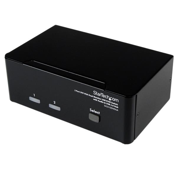 2 Port KVM - DVI and VGA w/ Audio and USB 2.0 Hub - Dual Monitor / Display / Screen KVM - DVI VGA (SV231DDVDUA) KVM / audio / USB switch Desktop - SV231DDVDUA