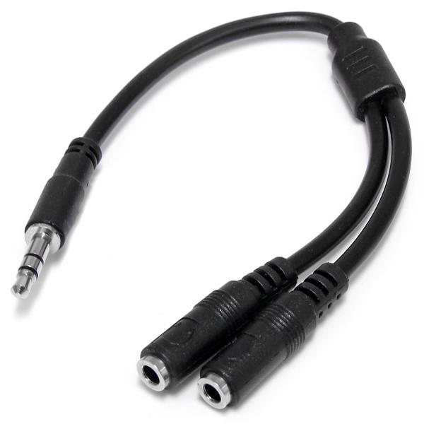 StarTech Slim Stereo Splitter Cable 3.5mm Male to 2 Female - MUY1MFFS