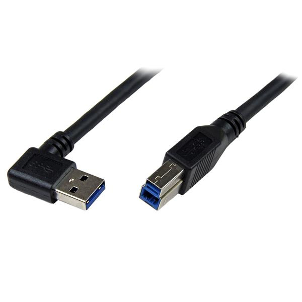 StarTech 1m Black SuperSpeed ​​USB 3.0 Cable - Right Angle A to B - M/M - 1 m - USB A - Micro-USB B - USB 3.2 Gen 1 (3.1 Gen 1) - Male/Male - Black - USB3SAB1MRA