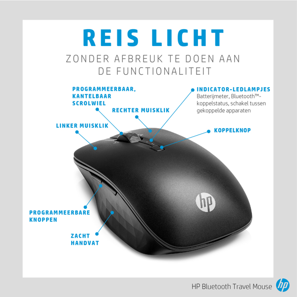 HP Travel - Maus - 5 Tasten - kabellos - Bluetooth 4.0 - für HP 340S G7, 34X G5, 470 G7, Chromebook x360, ProBook 430 G7, 440 G7, 450 G7, ProBook x360