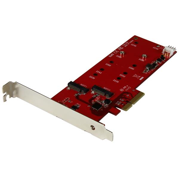 StarTech 2x M.2 SATA SSD Controller Card - PCIe - PCIe - M.2 - Full-height / Low-profile - PCI 2.0 - Red - CE - FCC - TAA - PEX2M2