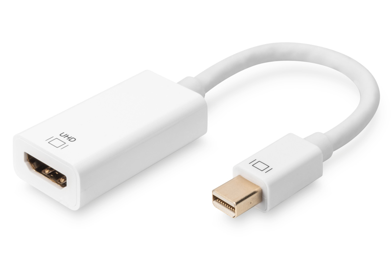 DIGITUS AK-340416-002-W Mini DisplayPort till HDMI 2.0 Adapter 0,2m - AK-340416-002-W