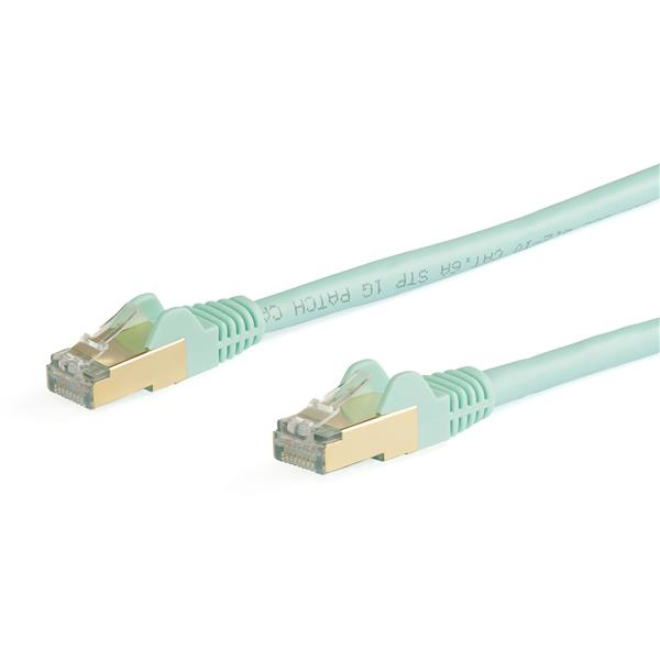 StarTech 6ASPAT7MAQ Patch cable CAT6a (7 m, turquoise, RJ45 snagless connectors, CAT6a STP cable, copper wire, network cable) - Patch cable - RJ-45 (M) to RJ-45 (M) - 7 m - STP - CAT 6a - Molded, No Snag - Aquamarine - 6ASPAT7MAQ