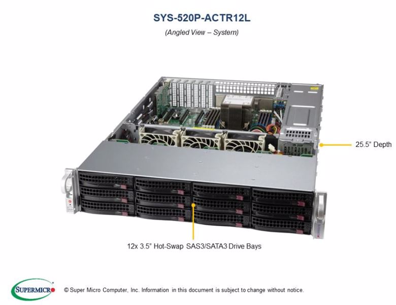 SuperMicro Barebone UP Storage SuperServer SSG-520P-ACTR12L Noir