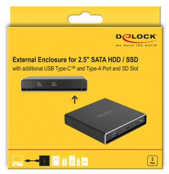 Delock External Enclosure for 2.5" SATA HDD / SSD - 42618