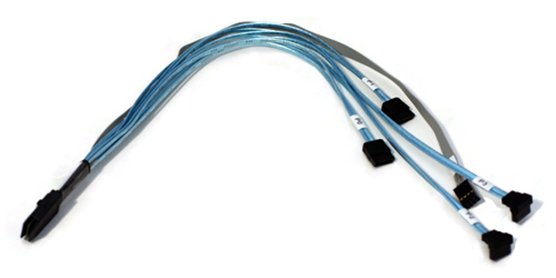 SuperMicro CBL-0287L - IPASS to 4 SATA Cable - 43/43/33/33CM RA, W - SB (CBL-0287L)