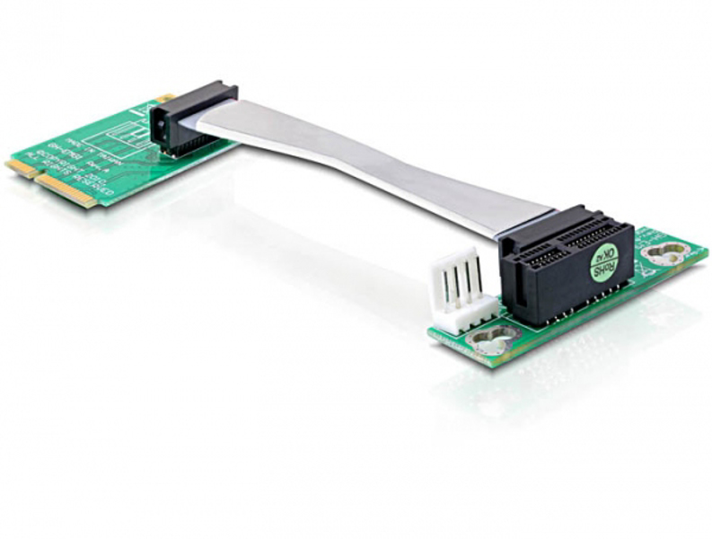 Carte riser Delock Mini PCIe > PCIe x1 insertion gauche - Carte riser (41305)