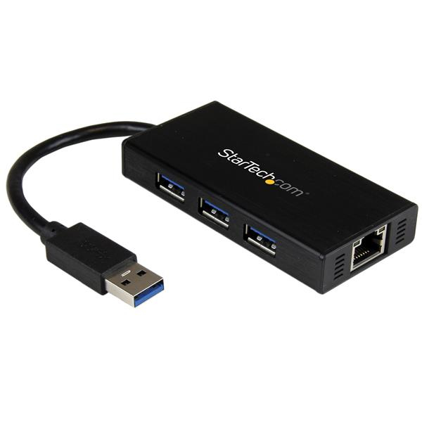 StarTech 3 Port Portable USB3.0 Hub Gigabit Ethernet - ST3300GU3B
