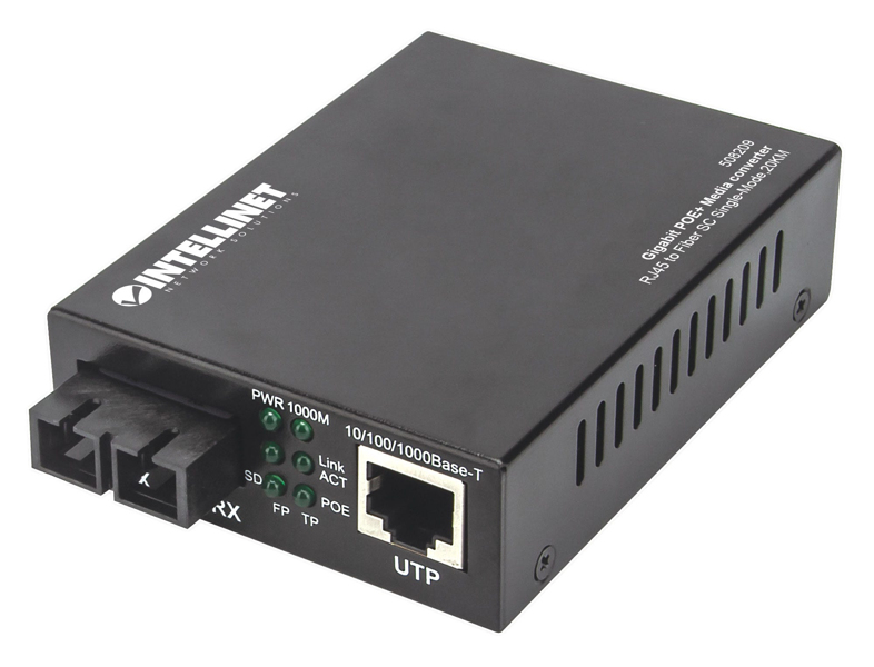 Convertisseur multimédia Gigabit PoE+ - Fibre optique GigE