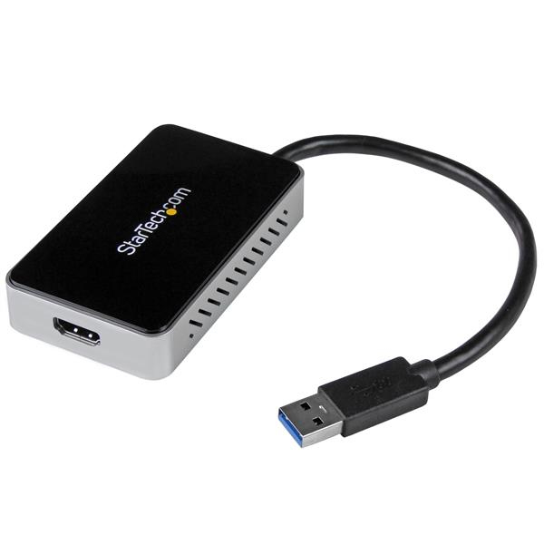 StarTech USB 3.0 Super Speed to HDMI multi-monitor adapter - external graphics card with 1 port USB hub - 1920x1200/ 1080p - external video adapter - T5-302 - 16 MB - black - USB32HDEH