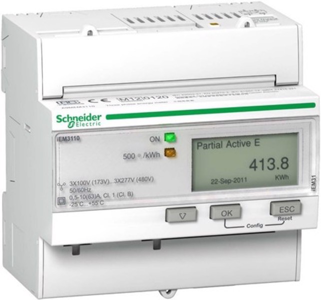 Compteur d'énergie APC IEM3110 3P+N 63A Pulse Mid A9MEM