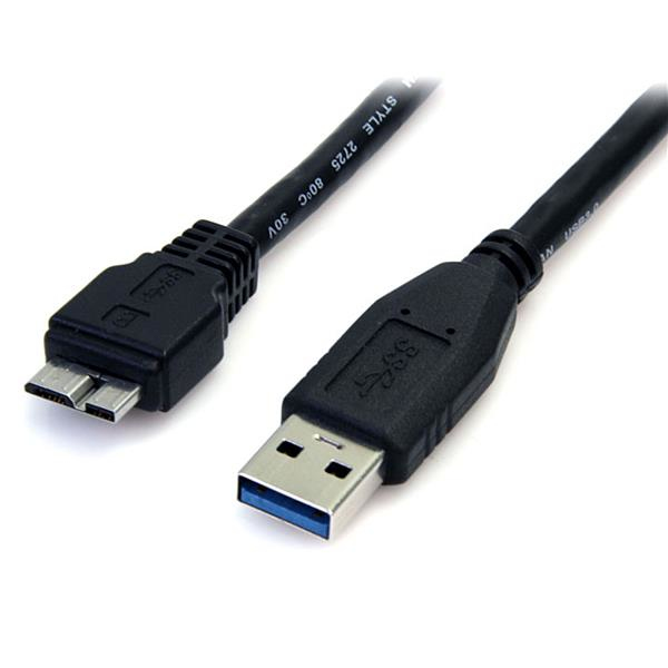 StarTech 0.5m USB 3.0 A to Micro B Cable - M/M - Black - 50cm SuperSpeed USB 3.0 Connection Cable - Male / Male - USB Cable - Micro-USB Type B to USB Type A - 50 cm - USB3AUB50CMB