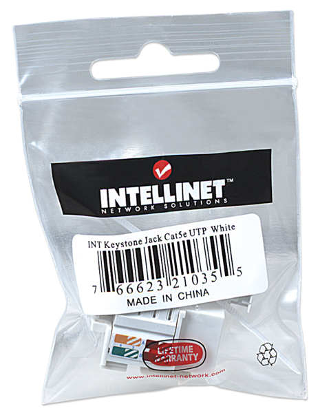 Cat5e modulær jack hvit UTP Keystone Jack - 210355
