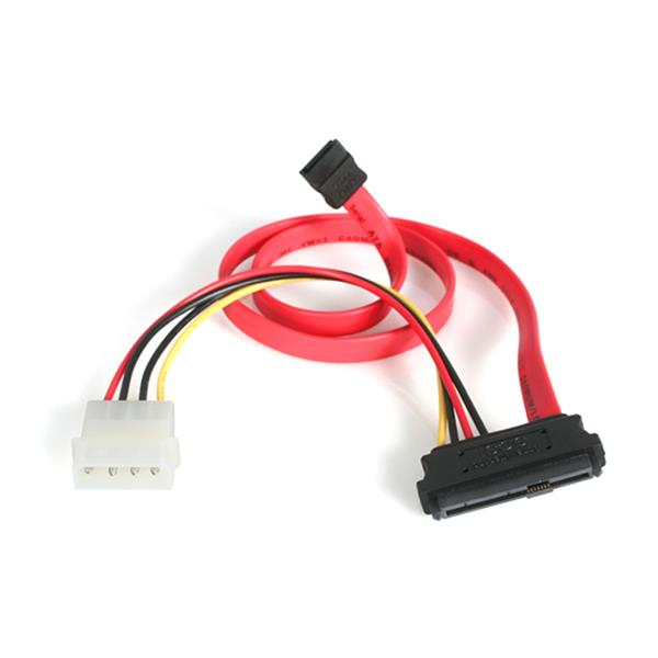 StarTech SAS to SATA Slimline Cable - SAS SATA SFF-8482 with IDE power cable - 1 x SATA (7pin) 1 x SFF-8482 (29pin) 1 x LP4 (male) - SATA / SAS cable - 46 cm - SAS729PW18