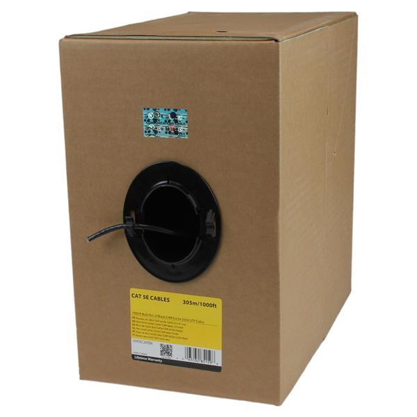 StarTech.com Bulk Cat 5e Ethernet Cable - 1000 ft. - Solid - CMR-Rated - Black - 304.9 m - Cat5e - U/UTP (UTP) - Black