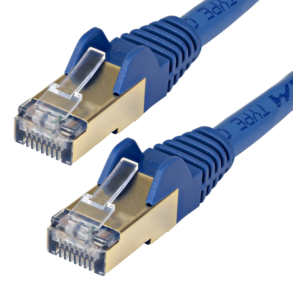 StarTech 6ASPAT5MBL CAT6a Patch Cable (5 m, Blue, RJ45 Snagless Connectors, CAT6a STP Cable, Copper Wire, Network Cable) - Patch Cable - RJ-45 (M) to RJ-45 (M) - 5 m - STP - CAT 6a - molded, no snags - blue - 6ASPAT5MBL