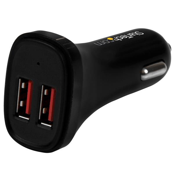 StarTech Dual-Port USB Car Charger - 24W/4.8A - Black - Auto - Cigar lighter - 5 V - Black - USB2PCARBKS