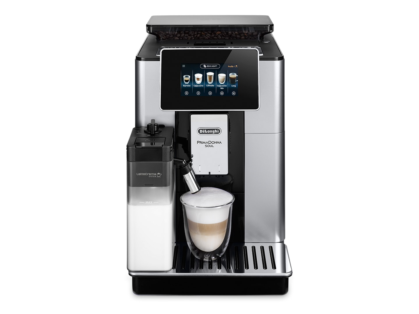 De Longhi PrimaDonna ECAM610.55.SB - Espresso machine - 2.2 L - Coffee beans - Ground coffee - Built-in grinder - 1450 W - Metallic - ECAM610.55.SB
