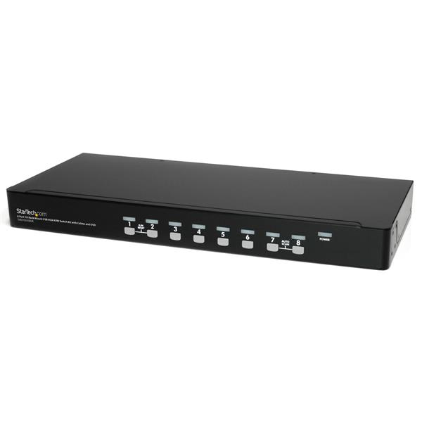 StarTech 8 Port 1U Rackmount USB KVM Switch Kit with OSD and Cables - 1920 x 1440 pixels - Rack mounting - 12 W - 1U - Black - SV831DUSBUK