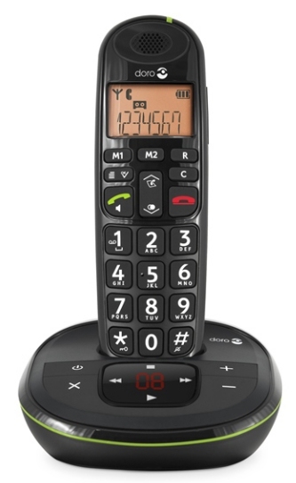 Doro PhoneEasy 105wr - DECT telephone - Speakerphone - 20 entries - Caller ID - Black - 380102