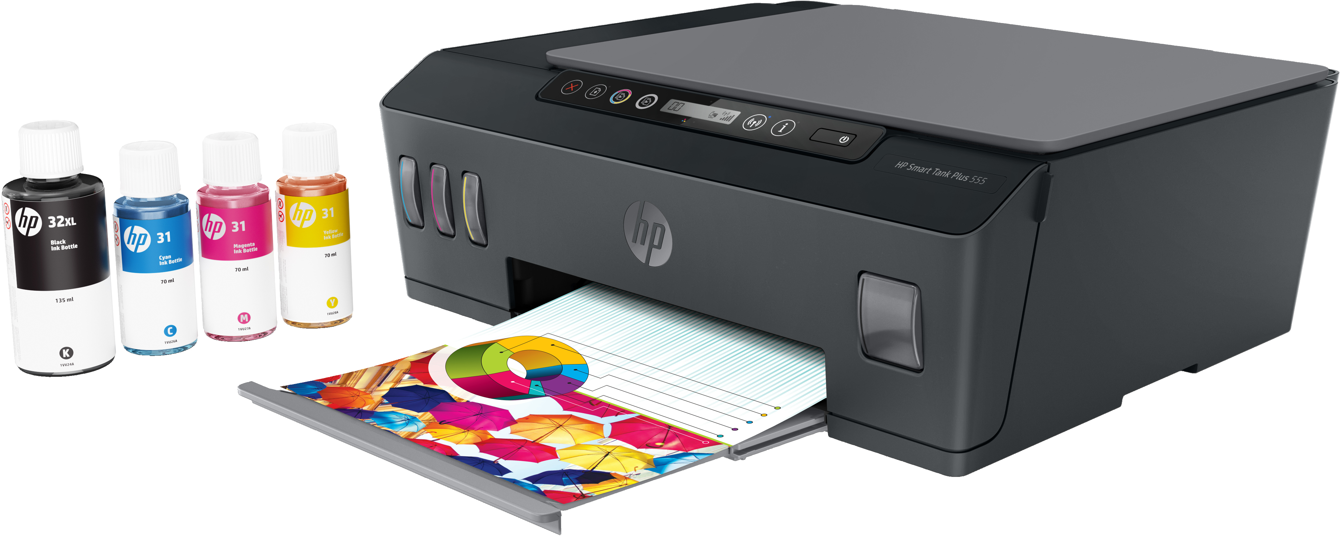 HP Smart Tank Plus 555 Wireless All-in-One - Print - scan - copy - wireless - Scan to PDF - Thermal inkjet - Colour printing - 4800 x 1200 DPI - A4 - Direct printing - Black - Grey - 1TJ12A#BHC