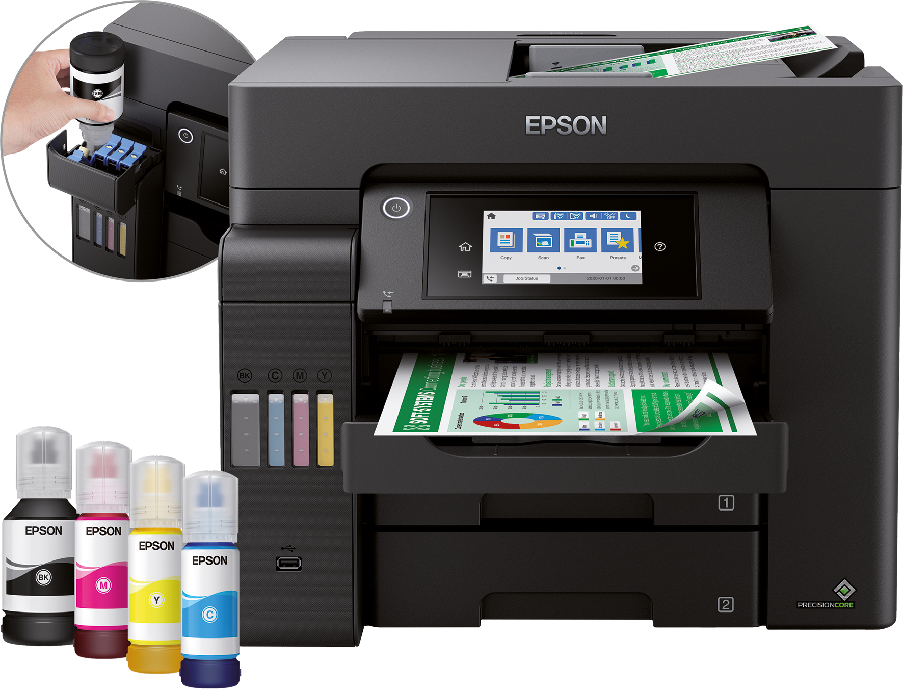 Epson EcoTank ET-5850 - Jet d'encre - Impression couleur - 4800 x 1200 DPI - A4 - Impression directe - Noir