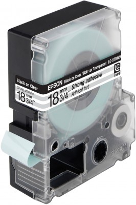 Cartouche d'étiquettes Epson LC-5TBW9, adhésif puissant, noir/transparent, 18 mm (9 m) - Noir sur transparent - Transfert thermique - Chine - 9 m - 1 pièce(s) - 32 mm