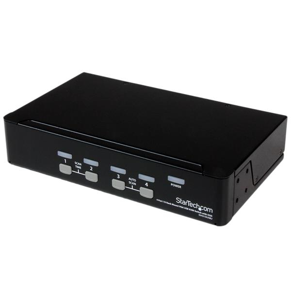 StarTech 4 Port 1U Rackmount USB KVM Switch with OSD - 1920 x 1440 pixels - Rack mounting - 5.4 W - 1U - Black - SV431DUSBU