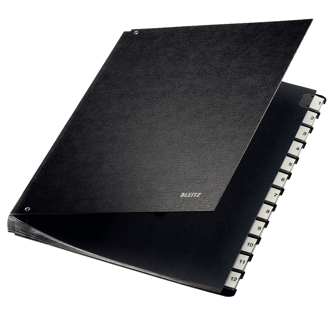 Esselte Leitz Desk Organiser - Numeric tab index - Hardboard - Black - Portrait - A4 - 270 mm - 5812-00-95