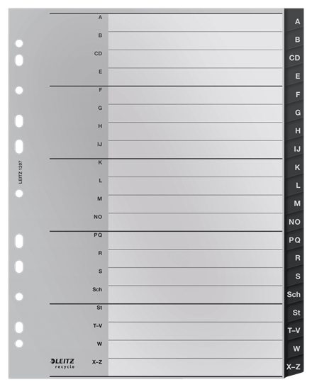 Esselte Leitz 12070000 - Blank tab index - Polypropylene (PP) - Black - White - Portrait - A4 - 160 g/m²