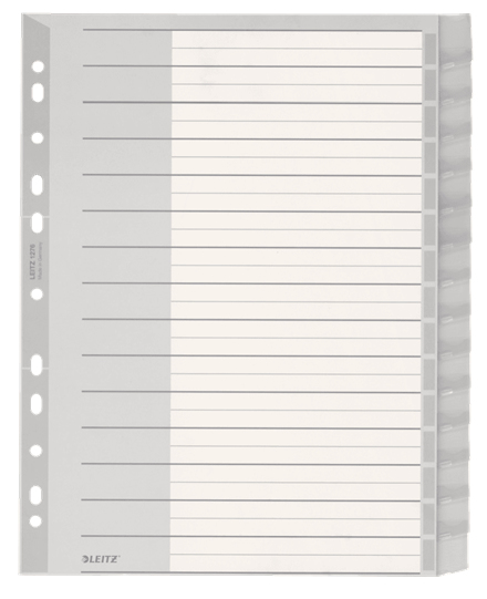 Esselte Leitz 12760000 - Blank tab index - Plastic - Gray - Portrait - A4 - 297 mm