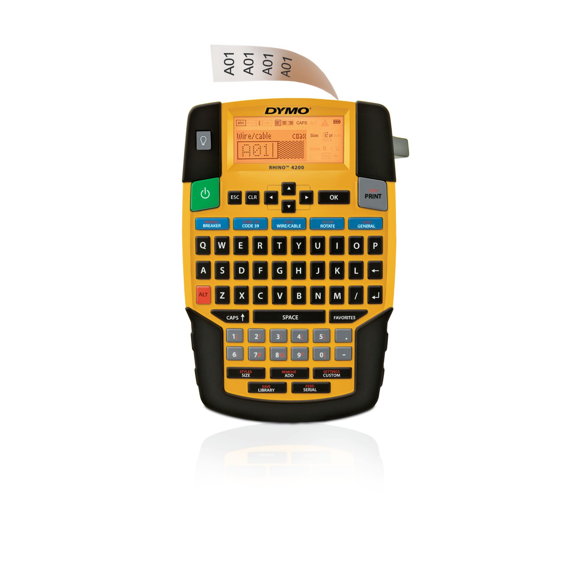Dymo RHINO 4200 - QWERTY - Lithium-Ion (Li-Ion) - Black - Yellow