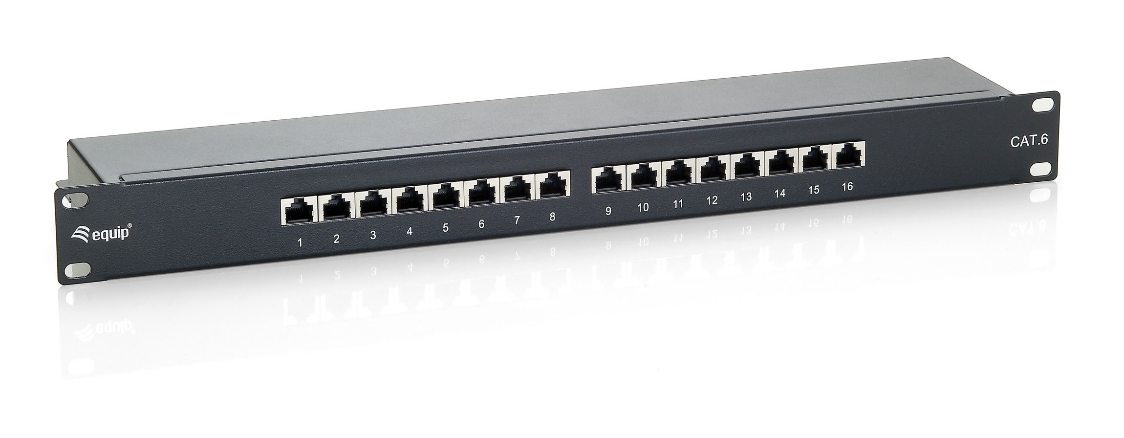 Panneau de brassage blindé Equip 16 ports Cat.6 - Noir - RJ-45 - Doré - Cat.6 - Noir - Montage en rack - 1U