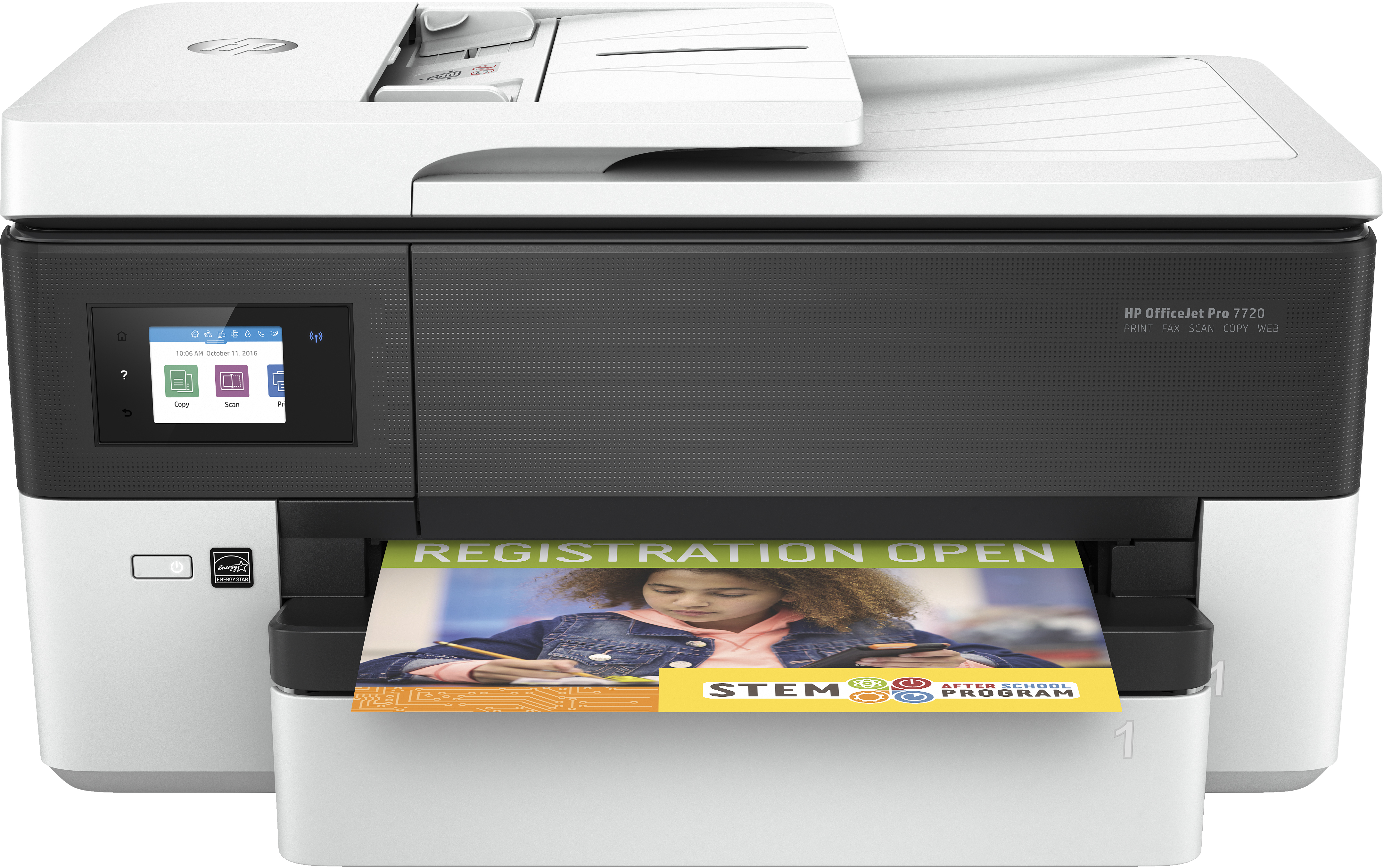 HP OfficeJet Pro 7720 Wide Format All-in-One Printer - Color - Printer for Small office - Print - copy - scan - fax - 35-sheet ADF; Front-facing USB printing; Two-sided printing - Thermal inkjet - Colour printing - 4800 x 1200 DPI - A3 - Direct printing - Bl - Y0S18A#A80