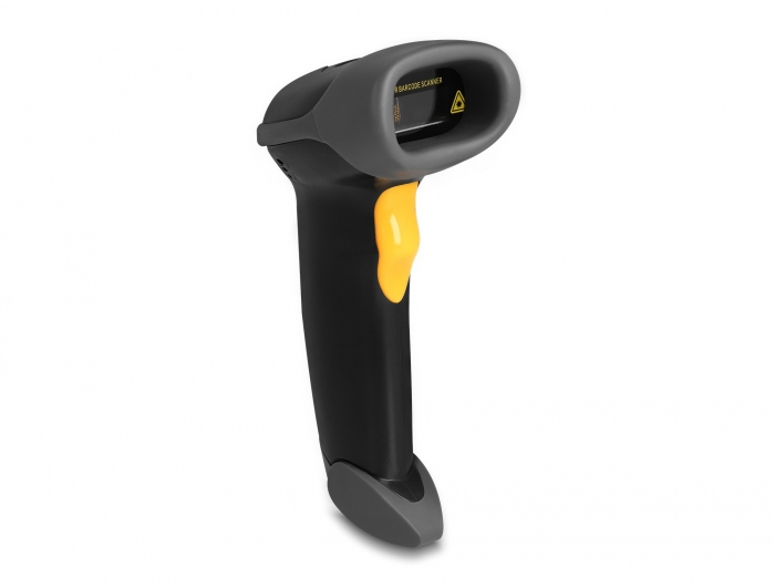 Scanner de codes-barres USB 1D Delock avec câble de connexion et support - Laser - noir
