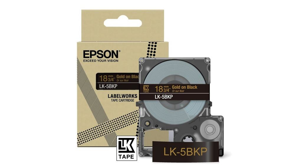 Epson LK-5BKP - Noir - Or - Transfert thermique - LabelWorks LW-C410 - 1,8 cm