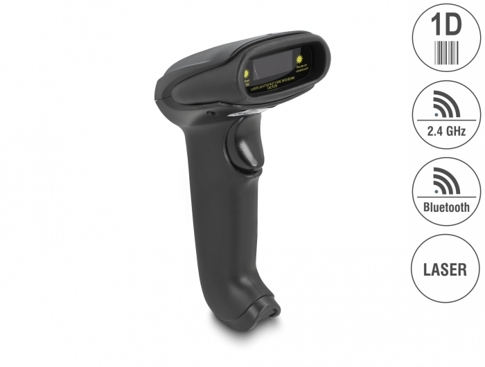 Scanner de codes-barres laser 1D Delock pour Bluetooth ou USB 2,4 GHz
