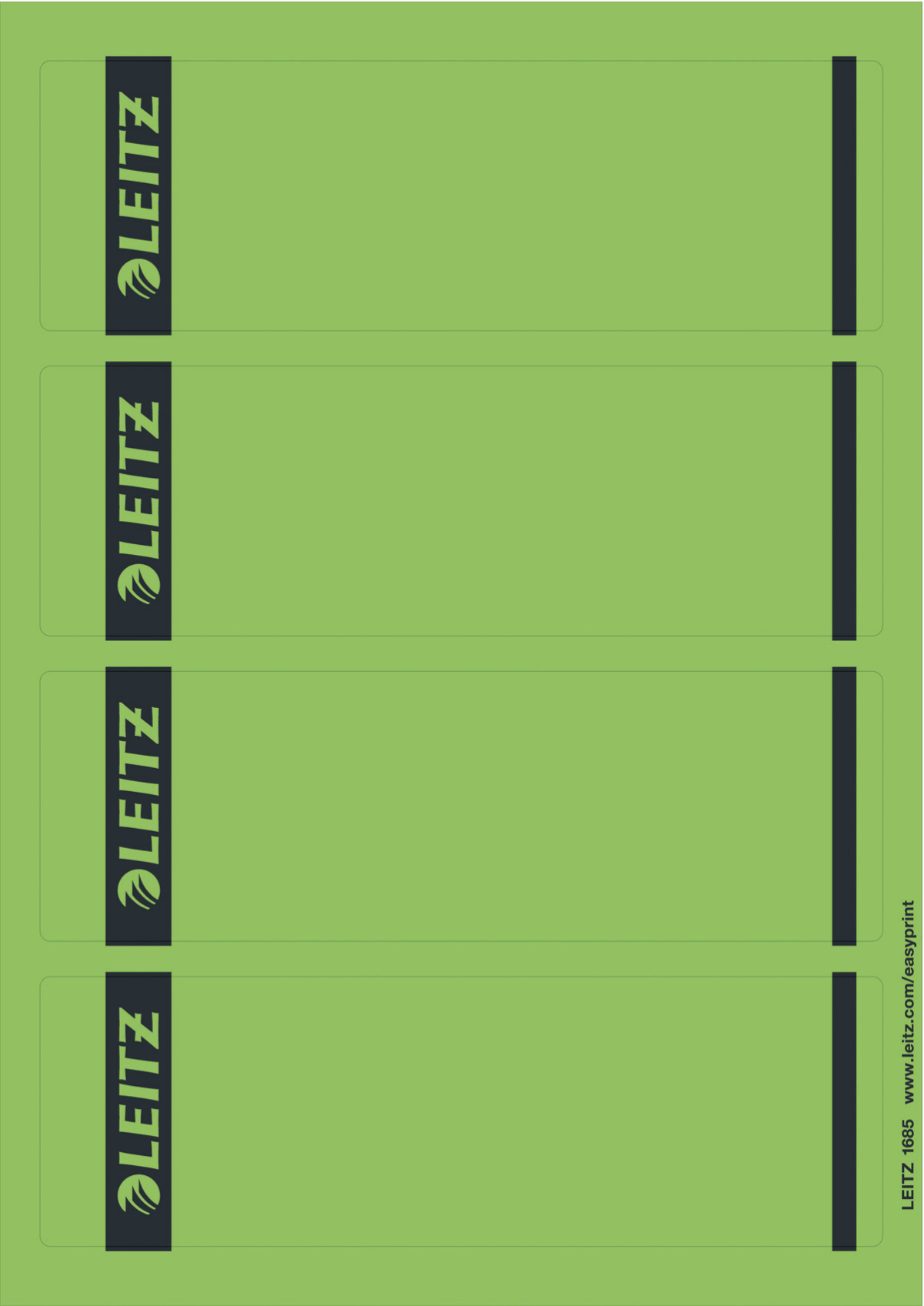 Esselte Leitz PC printable Spine Labels for standard lever arch files - Green - Rectangle - Ring binder - Paper - 80 g/m² - 61 mm