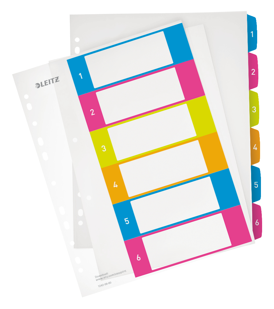 Esselte Leitz 12420000 - Numeric tab index - Polypropylene (PP) - Multicolour - Portrait - A4 - 0.3 mm