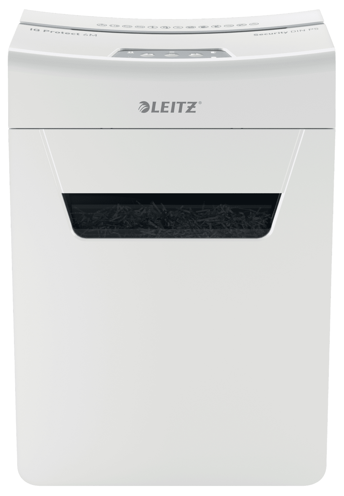 Esselte Leitz IQ Protect Premium Paper Shredder 6M P5 - Micro-cut shredding - 18 L - Touch - 6 sheets - P-5 - Grey - White